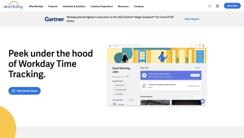 Workday homepage