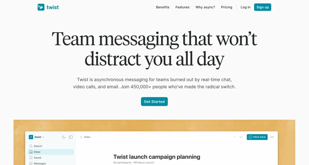 Twist homepage screenshot