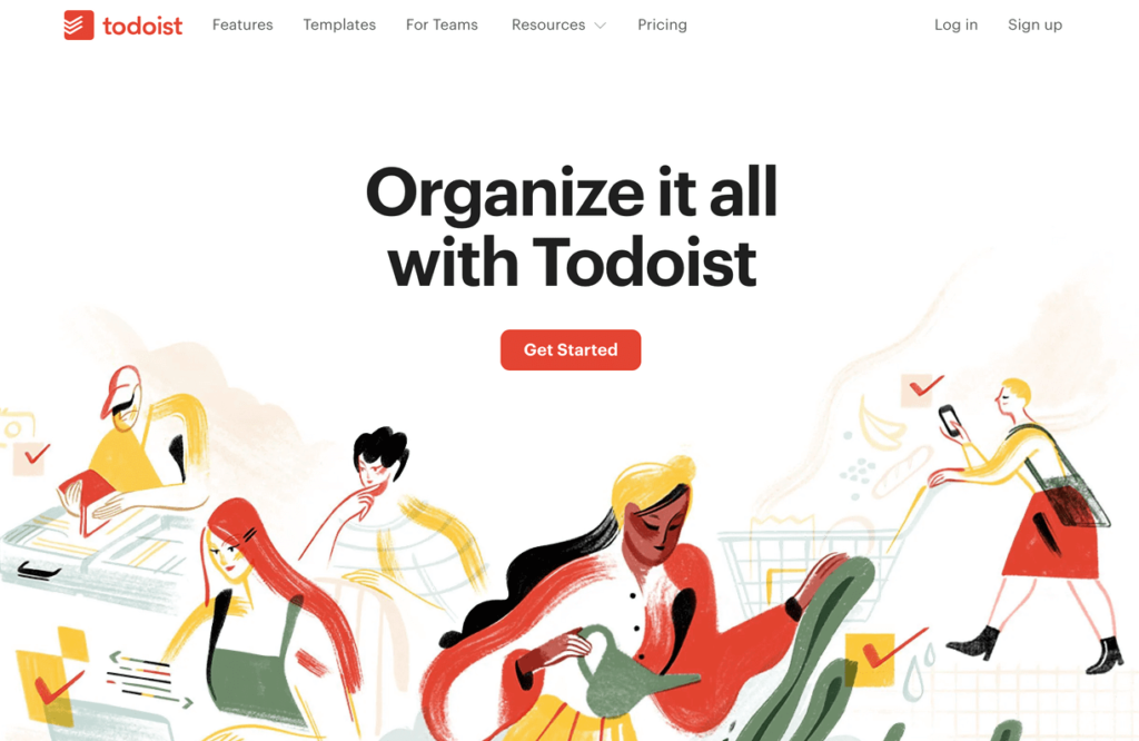 Todoist homepage screenshot