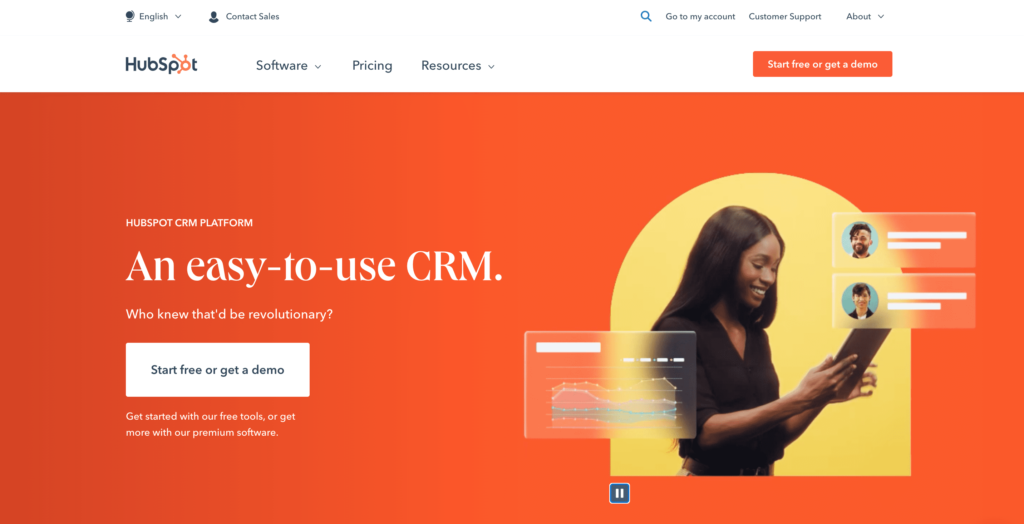 Hubspot homepage screenshot