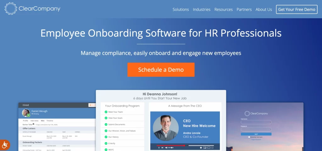 ClearCompany onboarding page