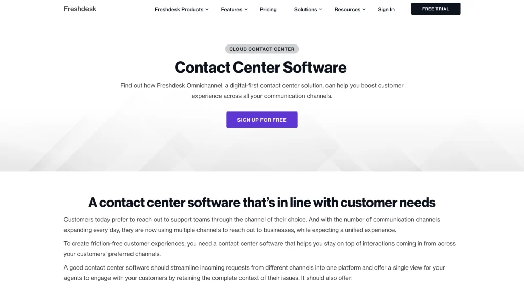 Freshdesk contact center