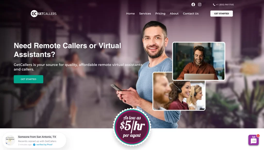 GetCallers homepage