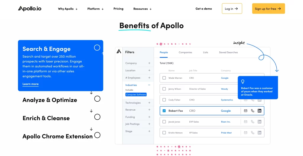Apollo.io homepage screenshot