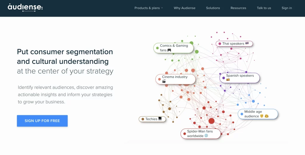 Audiense Insights homepage screenshot