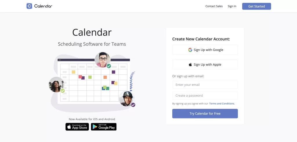 Calendar.com homepage