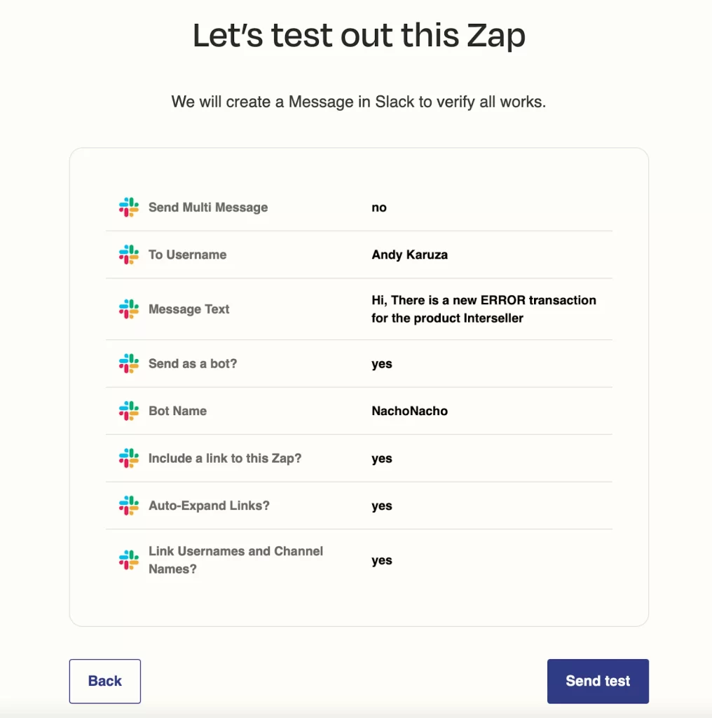 Test your Slack Zap