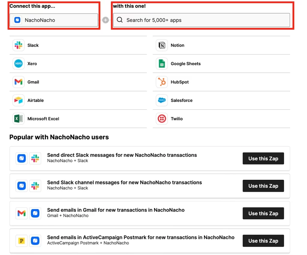 Connect NachoNacho with 5,000+ Zapier integrations
