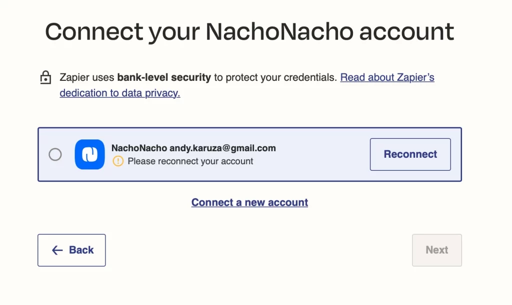 Connect NachoNacho account to Zapier
