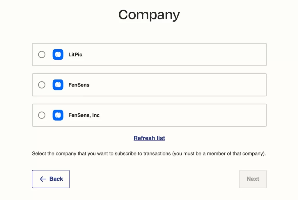 Choose a company in NachoNacho