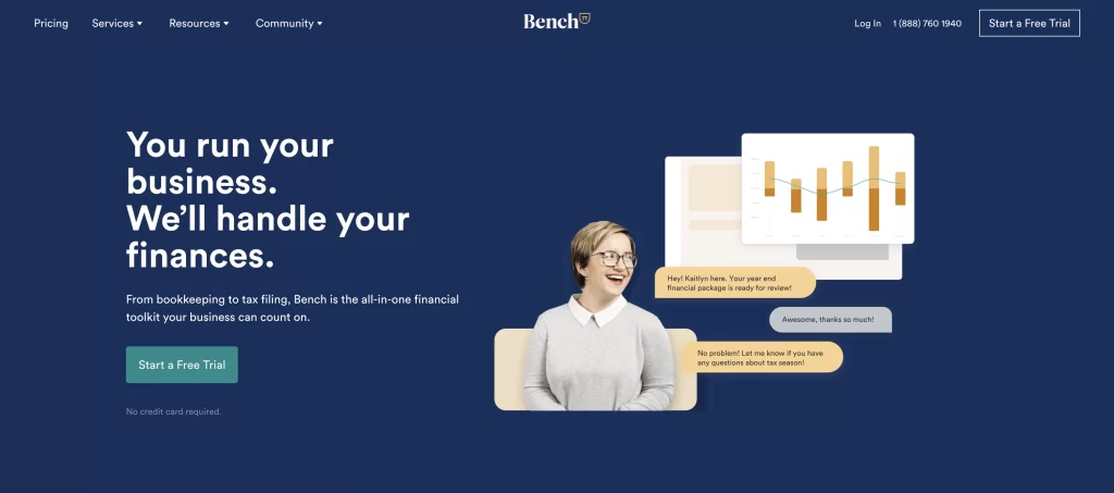 Bench bookkeeping software homepage