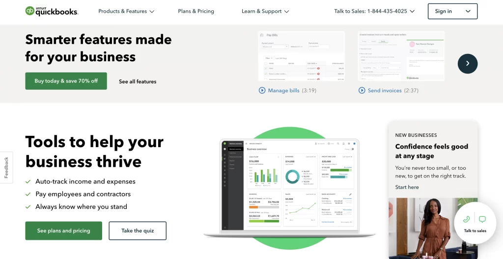 QuickBooks accounting tool homepage