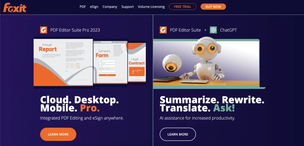 Foxit homepage
